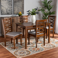 Baxton Studio RH318C-GreyWalnut-5PC Dining Set Baxton Studio Lanier Modern and Contemporary Grey Fabric Upholstered and Walnut Brown Finished Wood